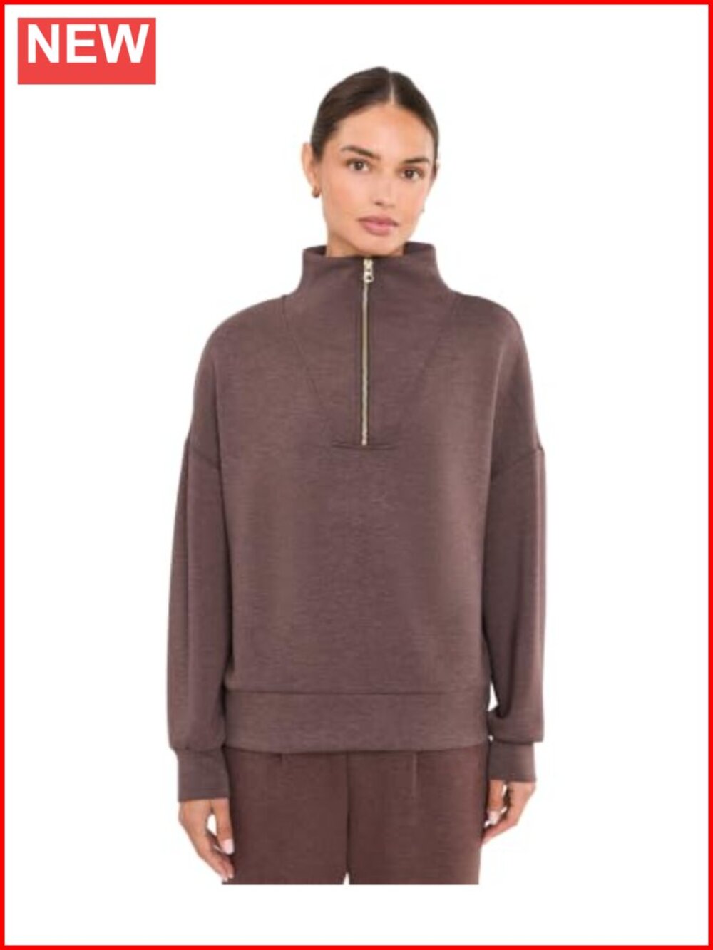 Oversized Half Zip Sweatshirt DoubleSoft Pullover Relaxed Fit Activewear